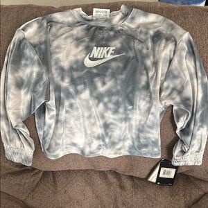NWT Nike Gray and White Tie-Dye Velvet Crewneck 5t